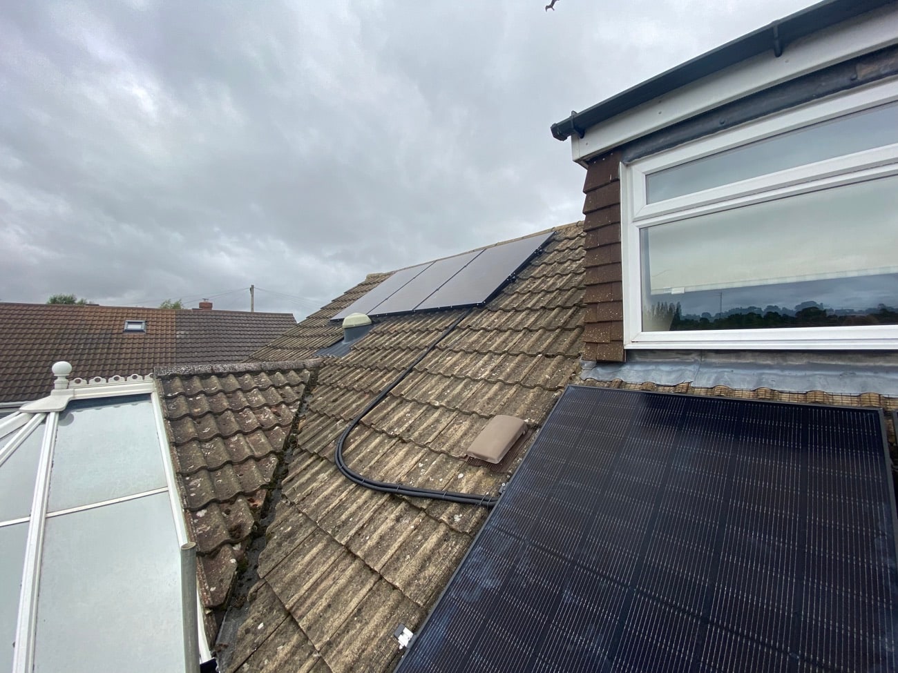 Solar panels on a tiled residential roof